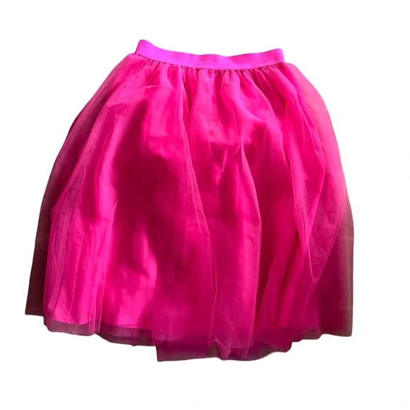 Hot Pink Tulle Flowy Midi Skirt - Picture 3 of 6